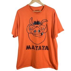 Disney Lion King Pumbaa Matata T Shirt Orange Black XL